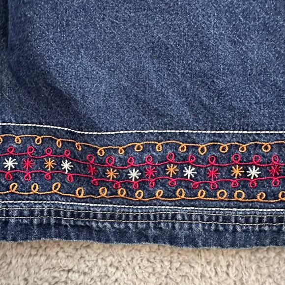 Vintage‎ Expressions Women's Medium Denim Sleeveless Dress Embroidered Design - Picture 6 of 10